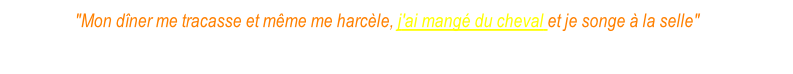 "Mon dîner me tracasse et même me harcèle, j'ai mangé du cheval et je songe à la selle"  (Victor Hugo pendant le siège de Paris.)